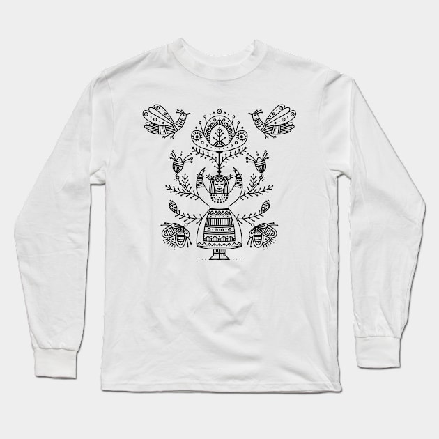 Ukrainian Tree of Life Black Long Sleeve T-Shirt by yuliia_bahniuk